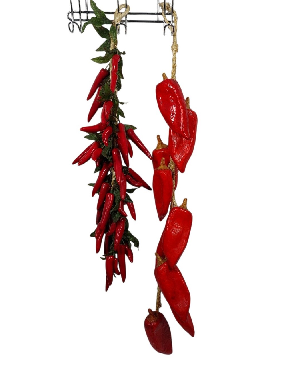 2 Vintage Red Chili Pepper Garlands Ristra Mexico Southwest Hanging Decor